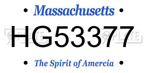 HG53377 Massachusetts License Plate