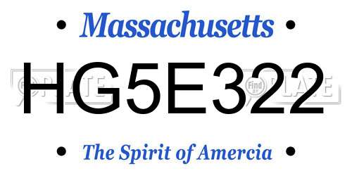 HG5E322 Massachusetts License Plate