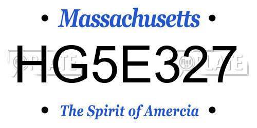 HG5E327 Massachusetts License Plate