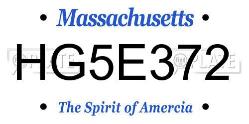 HG5E372 Massachusetts License Plate