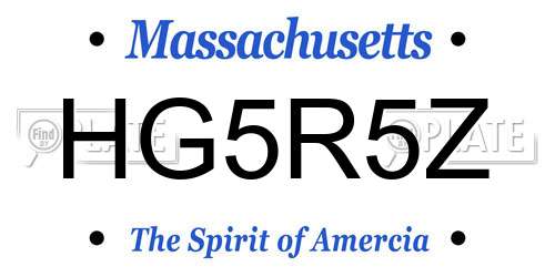 HG5R5Z Massachusetts License Plate