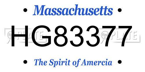 HG83377 Massachusetts License Plate