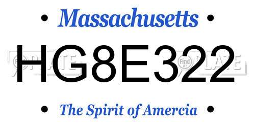 HG8E322 Massachusetts License Plate