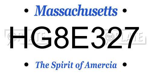 HG8E327 Massachusetts License Plate