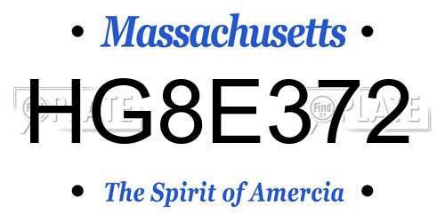 HG8E372 Massachusetts License Plate