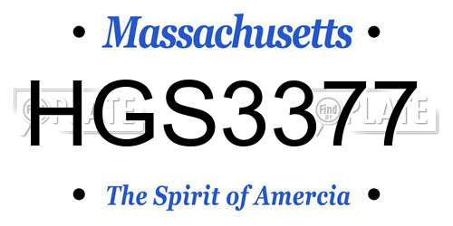 HGS3377 Massachusetts License Plate