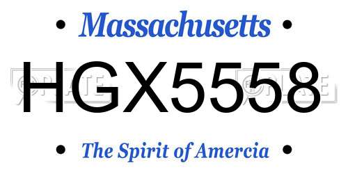 HGX5558 Massachusetts License Plate