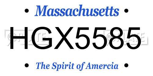 HGX5585 Massachusetts License Plate