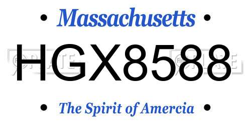 HGX8588 Massachusetts License Plate