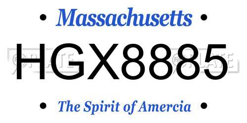 HGX8885 Massachusetts License Plate