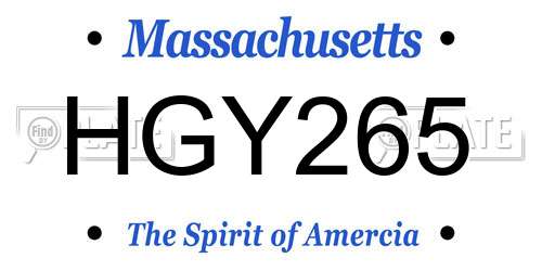 HGY265 Massachusetts License Plate