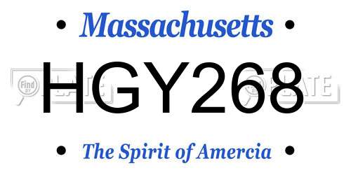 HGY268 Massachusetts License Plate