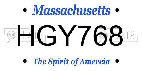 HGY768 Massachusetts License Plate
