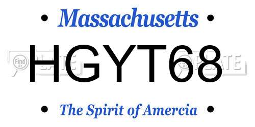 HGYT68 Massachusetts License Plate