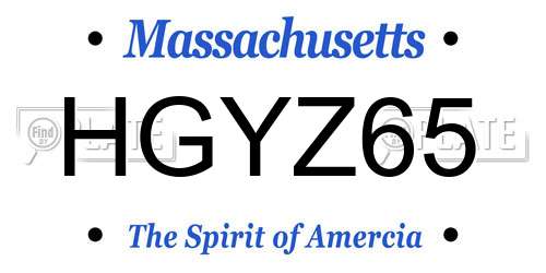 HGYZ65 Massachusetts License Plate