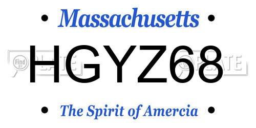 HGYZ68 Massachusetts License Plate