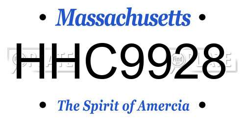 HHC9928 Massachusetts License Plate