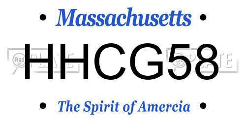 HHCG58 Massachusetts License Plate