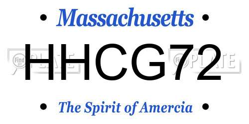 HHCG72 Massachusetts License Plate