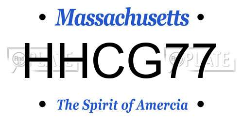 HHCG77 Massachusetts License Plate