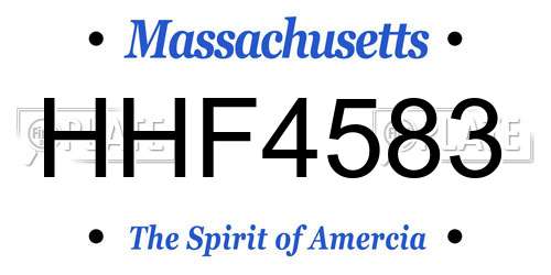 HHF4583 Massachusetts License Plate