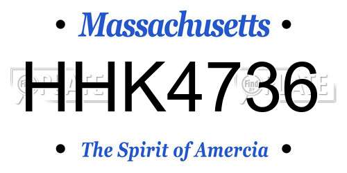 HHK4736 Massachusetts License Plate