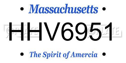 HHV6951 Massachusetts License Plate