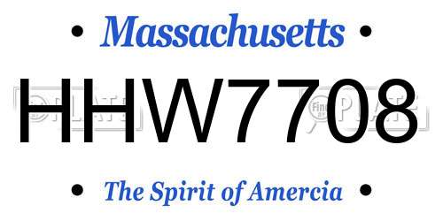 HHW7708 Massachusetts License Plate