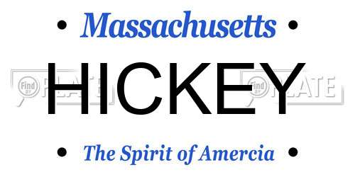 HICKEY Massachusetts License Plate