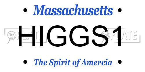HIGGS1 Massachusetts License Plate