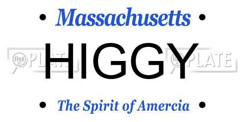 HIGGY Massachusetts License Plate