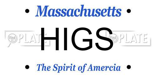 HIGS Massachusetts License Plate