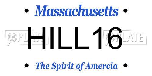 HILL16 Massachusetts License Plate
