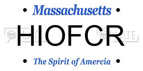 HIOFCR Massachusetts License Plate