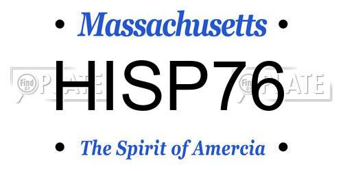 HISP76 Massachusetts License Plate