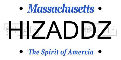 HIZADDZ Massachusetts License Plate