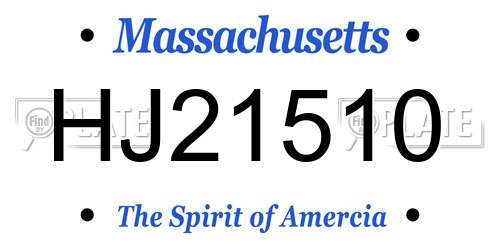 HJ21510 Massachusetts License Plate