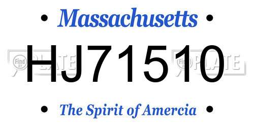 HJ71510 Massachusetts License Plate