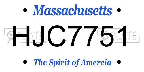 HJC7751 Massachusetts License Plate