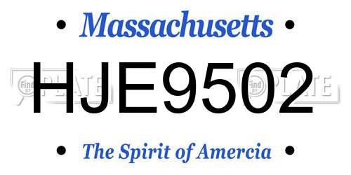 HJE9502 Massachusetts License Plate