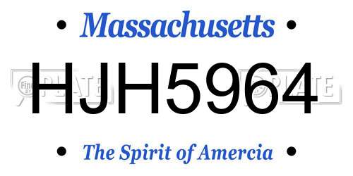 HJH5964 Massachusetts License Plate