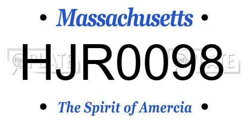 HJR0098 Massachusetts License Plate
