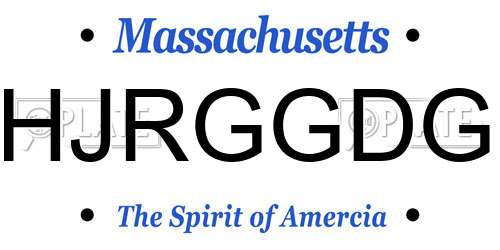 HJRGGDG Massachusetts License Plate