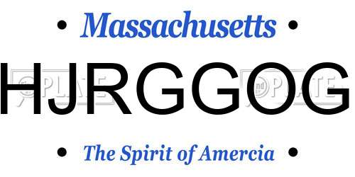 HJRGGOG Massachusetts License Plate