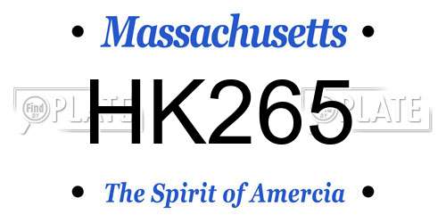 HK265 Massachusetts License Plate