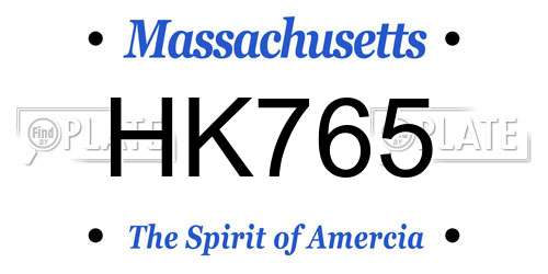 HK765 Massachusetts License Plate