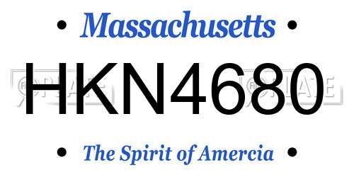 HKN4680 Massachusetts License Plate