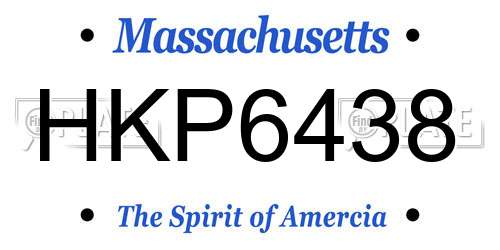 HKP6438 Massachusetts License Plate