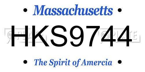 HKS9744 Massachusetts License Plate