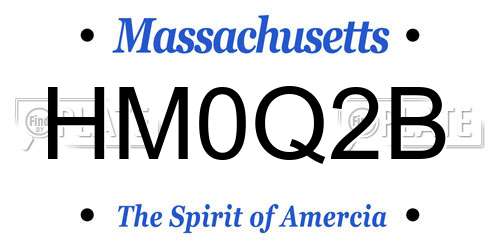 HM0Q2B Massachusetts License Plate